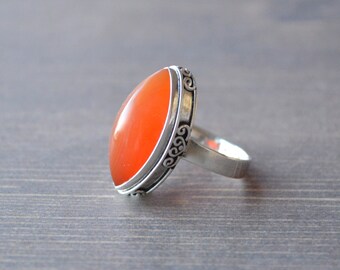 Rich Orange Carnelian Ring // Carnelian Jewelry // Sterling Silver // Village Silversmith