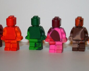 Set of 8 Colorful Lego Men Crayons