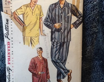 Vintage 1950s Simplicity 4108 Men's Nightshirt Pajamas size XL