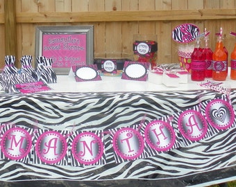 Printable Diva Party, Diva Birthday, Animal Print Party, Animal Print Birthday, Diva Party Package Printable Party- Zebra Print Party
