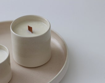 Bougie parfumée naturelle céramique & mèche en bois XL