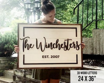 Custom Family Sign w/ BORDER - Shiplap - Digital Proof Included! - Established Sign - Wood Sign - Rustic Sign - Farmhouse - Fixer Upper