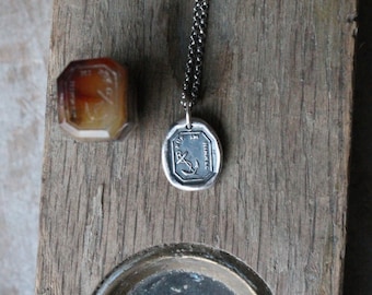 Only in heaven-Anchor wax seal fine silver charm