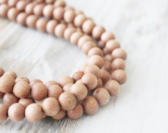 Natural Pink Wood Beads Environment Safe Round Beads Untreated Rosewood 8mm 16 inches strand