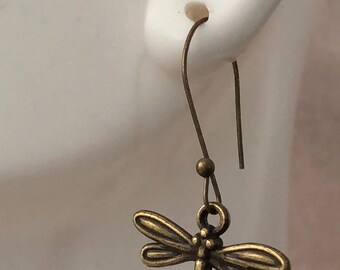 Brass Dragon Fly Earrings