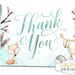 Woodland Thank you Cards, Baby Shower Thank You cards, Baby Boy Shower, Woodland Theme, Forest Animals, Digital Thank You card, Printable