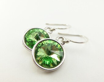 Peridot Earrings August Birthstone Jewelry Crystal Peridot Birthstone Earrings Dangle Earrings Sterling Silver