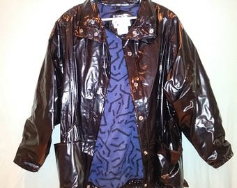 WIPPETTE black lined vinyl raincoat sz s