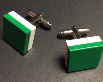 Lego cuff links - Green on White