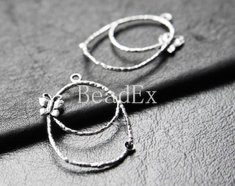 4pcs / Charm / Butterfly / Teardrop / Oxidized Silver / Base Metal (ZA4458//J87)