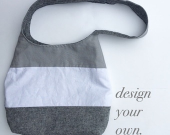 color block handbag. design your own over the shoulder purse with hundreds of color combo choices. medium size purse.