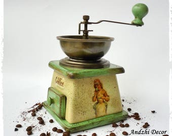 Coffee grinder Wood Ceramic coffee grinder Vintage Manual grinder Ceramic coffee mill Vintage coffee mill Old coffee grinder Coffee gift