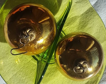 Vintage German Kugel Ornaments - 2.5" Gold