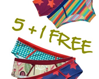 Organic cotton women undies - 5+1 FREE - pick colors and sizes