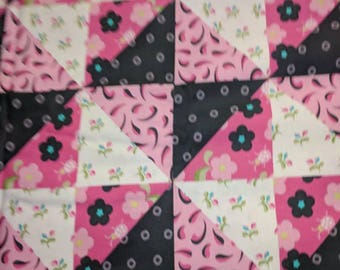 5 yards of Material - pink, black, floral lady bug