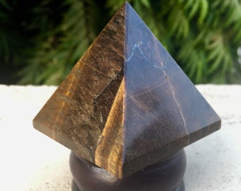 Natural Large 2.2" Inches Beautiful Golden Tiger Eye Crystal Stone Reiki Aura Healing Energy Meditation Egyptian Pyramid