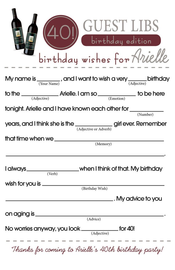BIRTHDAY MAD LIBS
