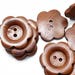 2 30 mm Wooden Flower Buttons 2 Hole Large Dark Flatback Sewing Craft UK SELLER Baby Knitting Crochet
