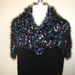 Scarf fancy fur yarn fuzzy hand made blue/multicolor very solf