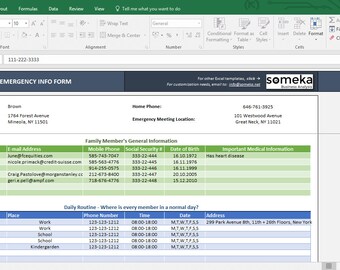 Emergency Contact Form - Free Excel Spreadsheet Template