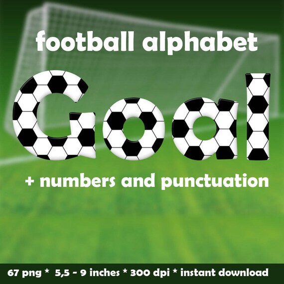 football digital alphabet clipart printable sports font with