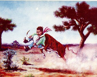 Necking the Baby – Western L. H. Dude Larsen Vintage Postcard 1941 (unused)