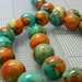 10MM Ocean White Jade Beads - Sienna & Blue Dyed White Ocean Jade Beads - Jade Gemstone Beads - 15" Bead Strand; 39 Ocean White Jade Beads