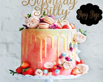 Birthday cake topper any age cake topper 100 birthday topper custom cake topper birthday topper personalized topper 100 birthday party