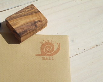 Large Snail Mail Olive Wood Stamp