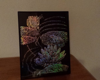 Frog on Lily Pad- 8 x !0 Holographic Foil Art (#140)