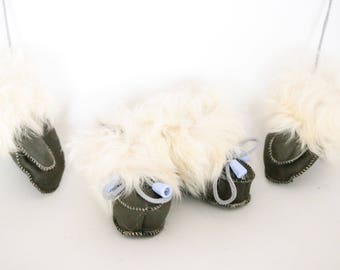 Baby Christmas Set Booties + Gloves | Baby Booties | Sheepskin Slippers Booties | Winter Booties | Newborn leather Booties