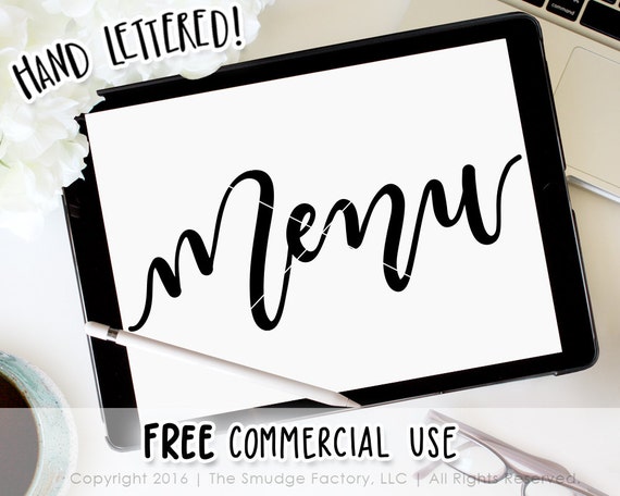 Download Menu SVG Wedding Vector Hand Lettered Silhouette Cameo