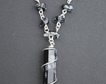 Snowflake Obsidian Pendant Necklace
