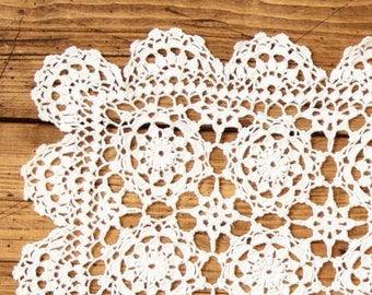 White rectangular Crochet Doily Vintage doily