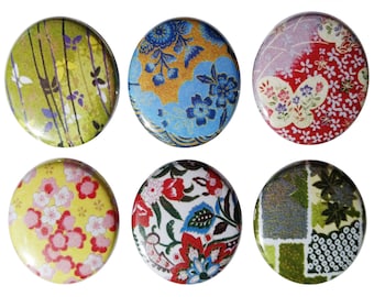 Chiyogami Pattern Fridge Magnets - Set of 6 Magnet Set - Refrigerator Magnets, Perfect Hostess, Housewarming Gift - Home Decor