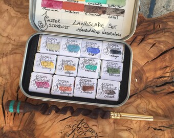 Landscape Starter Set of 12- Artisan Handmade Watercolor paint Set made from Genuine World Earth Pigments