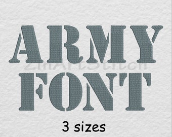 Army Font Machine Embroidery Font Monogram Alphabet 3 Sizes 8 Formats