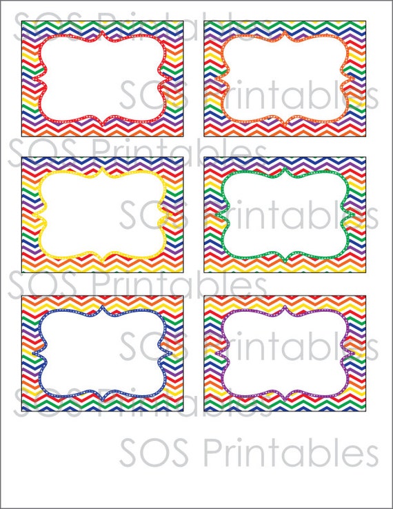 Rainbow Party Labels Printable PDF EDITABLE Instant