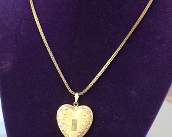 Vintage Double Heart Locket Necklace