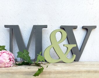 Initials in SHABBY style wood with &