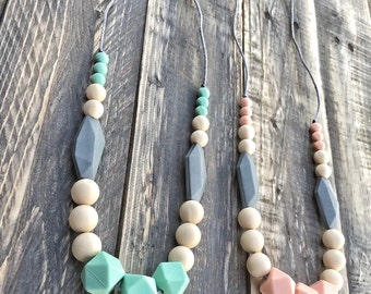 Silicone Beads Teething Necklace / Nursing Necklace Jewelry for Mom and Baby Shower Gift - Toy - Bliss
