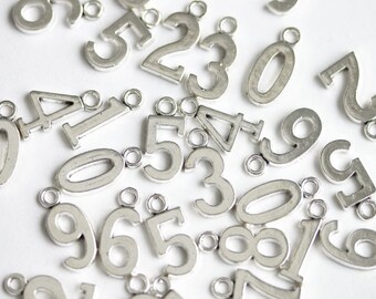Number Charm. Digit Charm. Add-On Charm for Charm Bracelets. Personalized Charm. Silver Plated Charm.
