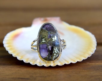 Amethyst and Pyrite RIng - Size: 9.5