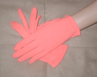 Vintage CORAL color wrist length Dress Gloves