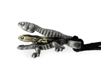 Salamander Adult and Larva Amphibian Herpetology Necklace or Keychain