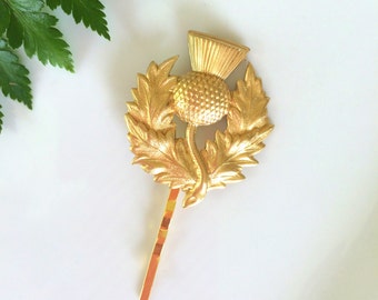 Gold Thistle Hair Pin, Gold Bobby Pin, Gold Barrette, Thistle Bobby Pin, Gold Hair Pin, Wedding Hair, Scottish Hair Pin