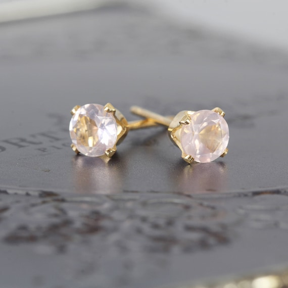 Rose Quartz Studs - Dainty Stud Earrings