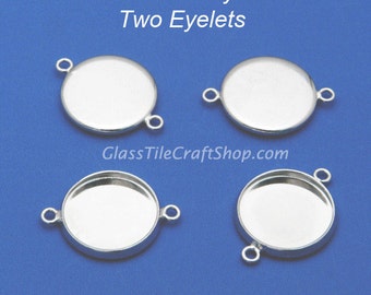 100pk Bezel Tray 14mm Connector Silver Tone (PTC14M)