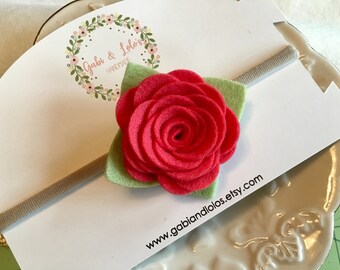 Light Red Rose Felt Headband