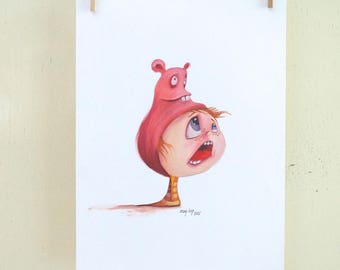 original illustration "Hat 09" (oil on paper painting)